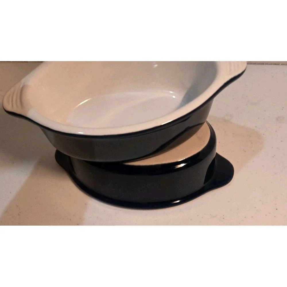 Lodge Navy Blue Stoneware Gratin Baking Dishes Set Of 2 - 7